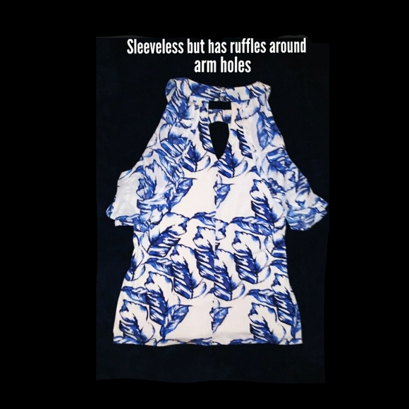 Fever Sleeveless Boho Halter Blouse with Ruffles - Picture 6 of 7